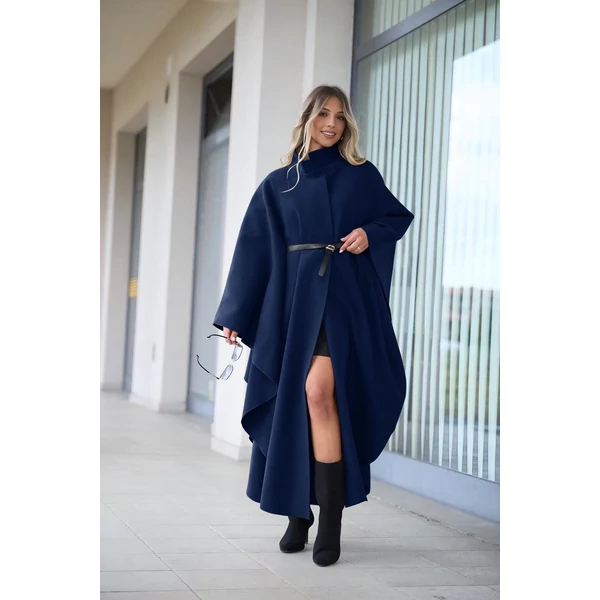 Sötétkék ,különleges szabású hosszú poncsó