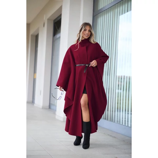 Bordó ,különleges szabású hosszú poncsó