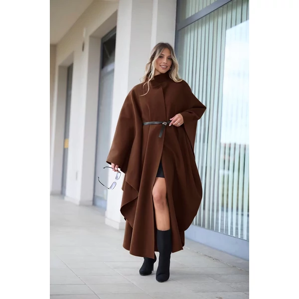 Barna ,különleges szabású hosszú poncsó