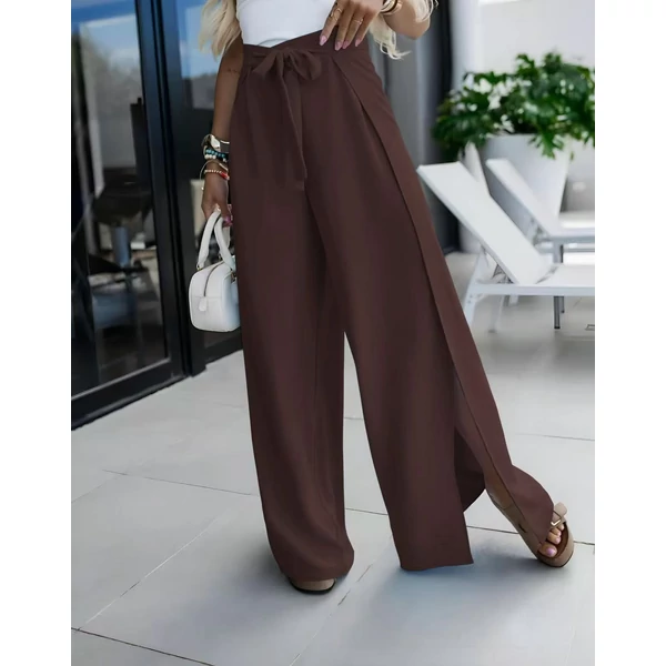 Átlapolt kávébarna nadrág 