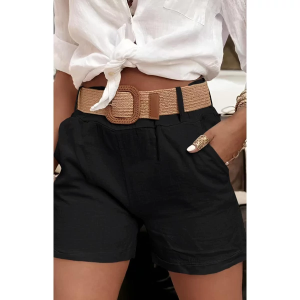 Lenge anyagú fekete rövidnadrág 