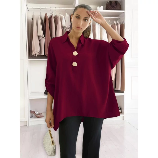 Bordó laza ingfelső