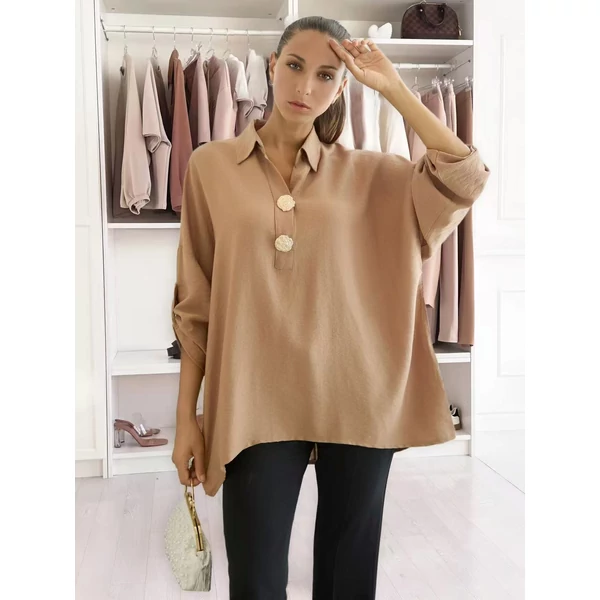 Mocha színű laza ingfelső
