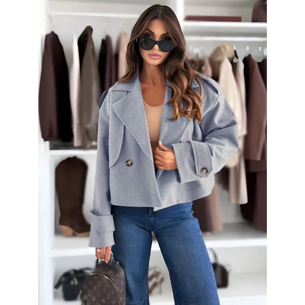 Szürke  plüspolár kiskabát