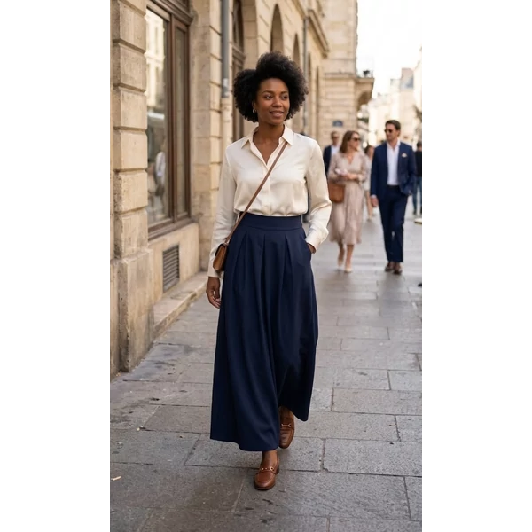 Zsebes sötétkék maxi szoknya