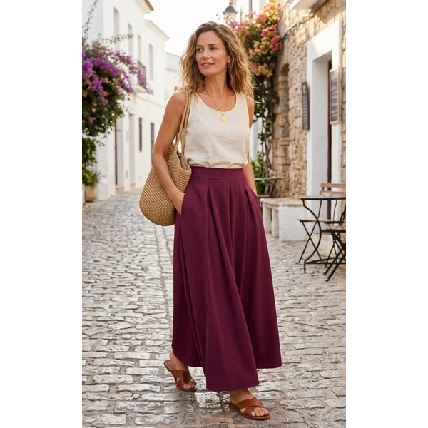 Zsebes padlizsán  lila maxi szoknya