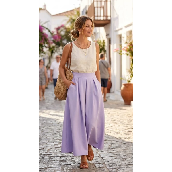Zsebes lila maxi szoknya