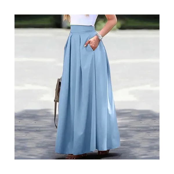 Zsebes világoskék elegáns szoknya