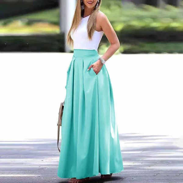 Zsebes világoszöld elegáns szoknya