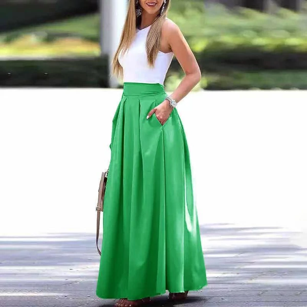Zsebes kivizöld elegáns szoknya