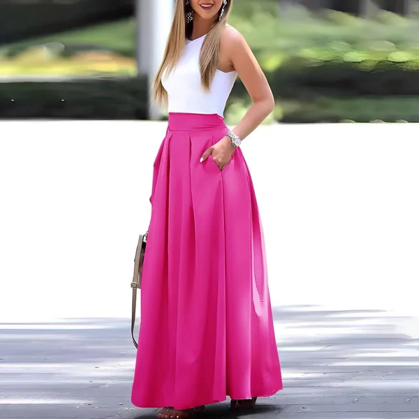 Zsebes pink elegáns szoknya
