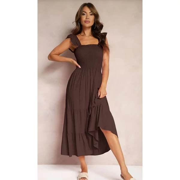 Lenvászon kávébarna  ruha