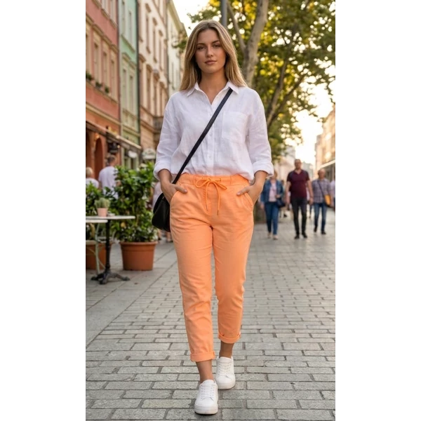 Elasztikus neonnarancs nadrág