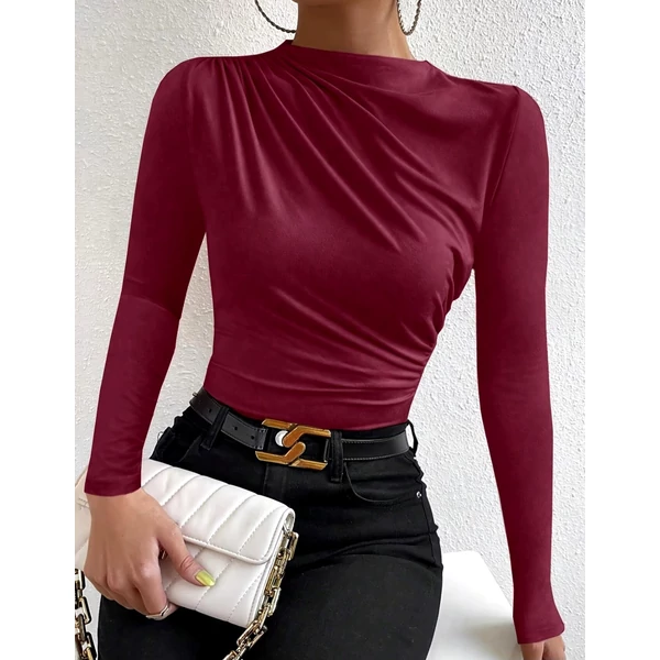 Nicole bordó bordás felső