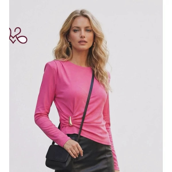 Oldalt húzott aszimmetrikus pink  felső