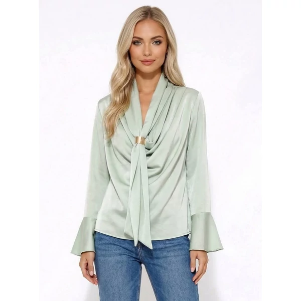 Mentazöld elegáns szatén  blúz