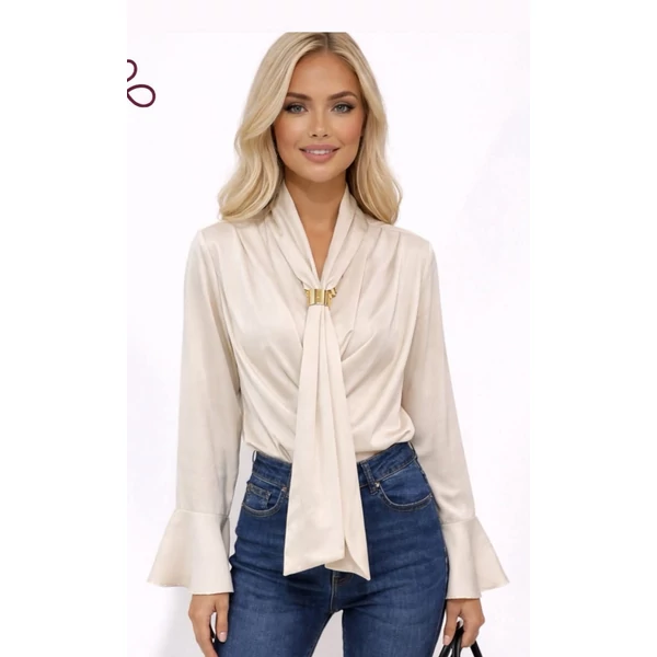 Drapp elegáns szatén  blúz