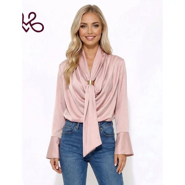 Rózsaszínű elegáns szatén  blúz