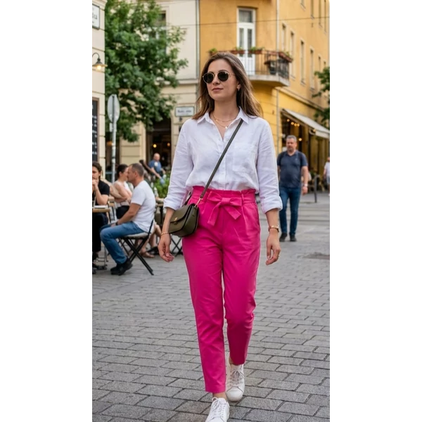 Magasderekú masnis pink nadrág