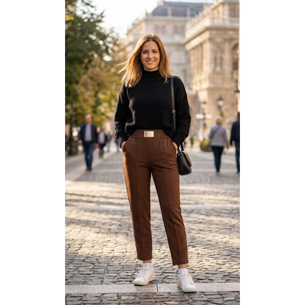 Karmen elegáns barna nadrág