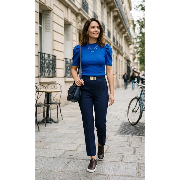 Karmen elegáns sötétkék nadrág
