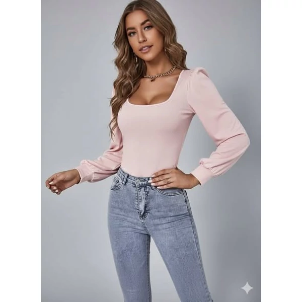 Enyhén puffos vállú rózsaszín felső