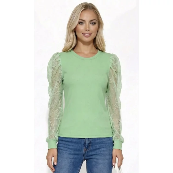 Csipkés ujjú zöld felső