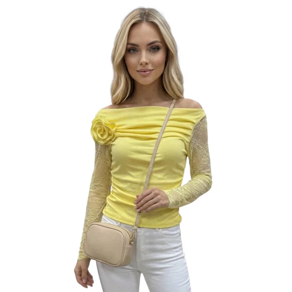 Csipkés ujjú sárga felső