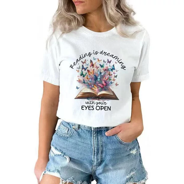 Pillangó/könyv fehér póló 