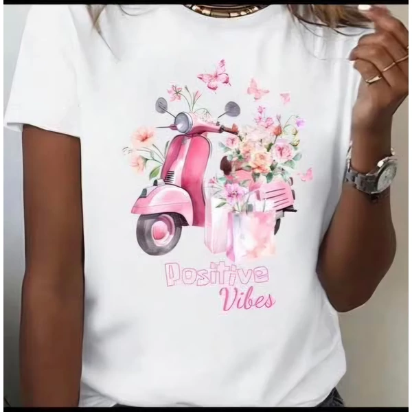 Positive vibes fehér póló 