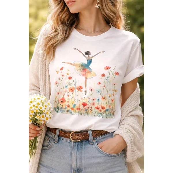 Balerina mintás, fehér póló 