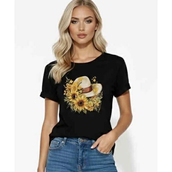 Virág mintás fekete póló