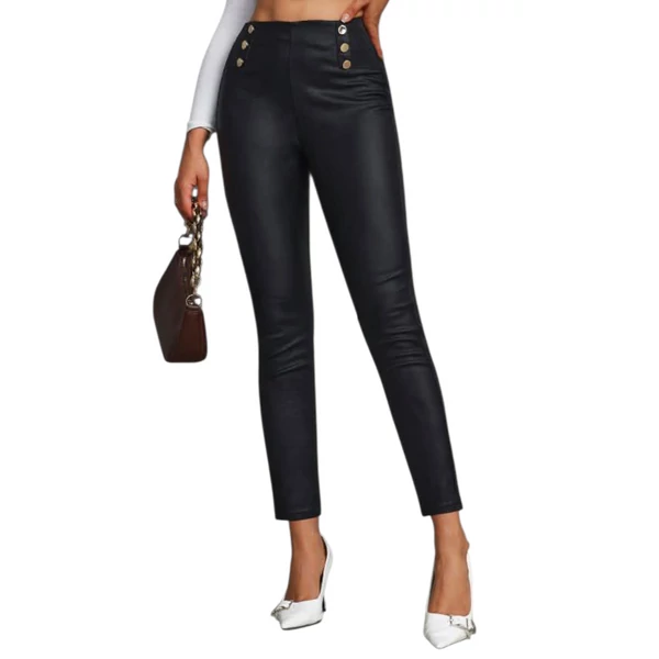 Műbőr hatású   fekete  nadrág