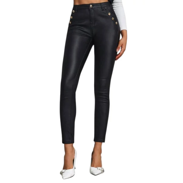 Műbőr hatású   fekete  nadrág