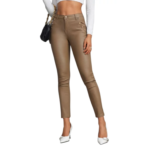 Műbőr hatású   barna nadrág