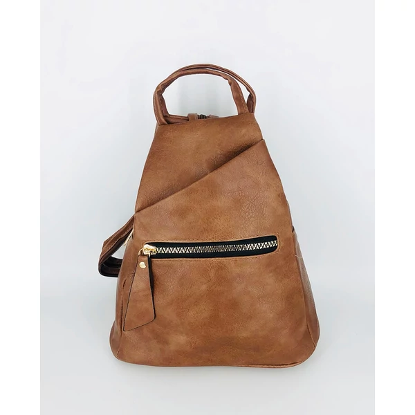 Barna   háti táska,fém cipzáros résszel