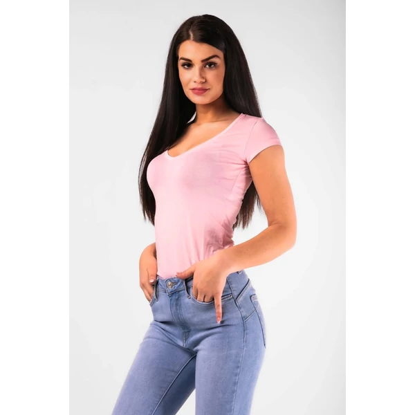 Rózsaszín V nyakú body
