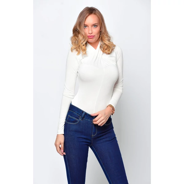 Törtfehér  csavartnyakú  body