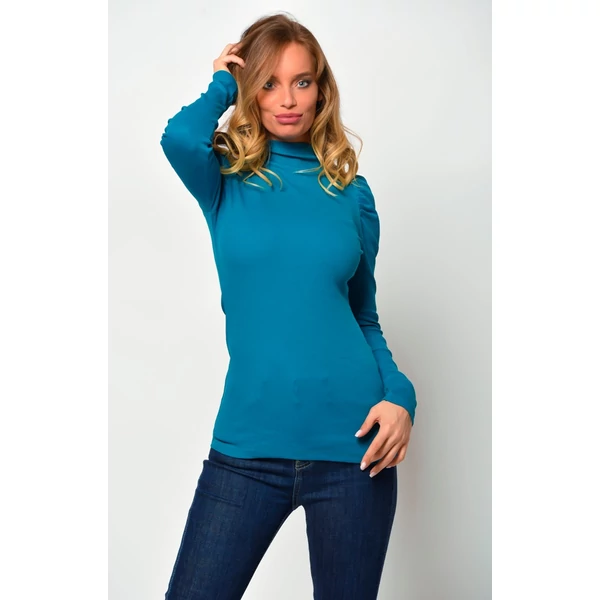 Puffos ujjú petrolkék felső