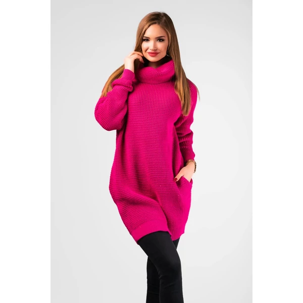 Kámzsanyakú pink pulóver