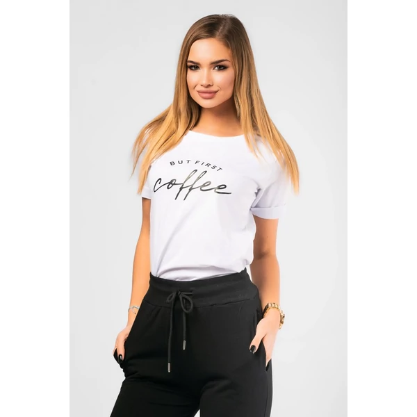 Coffee nyomatos fehér póló