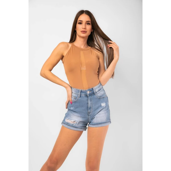 Tüll betétes mocha body