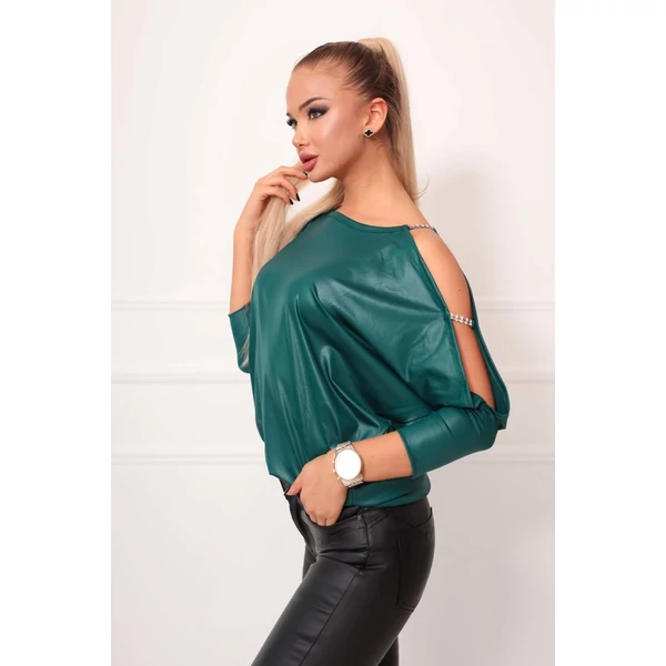 Latex hatású bő szabású zöld  felső