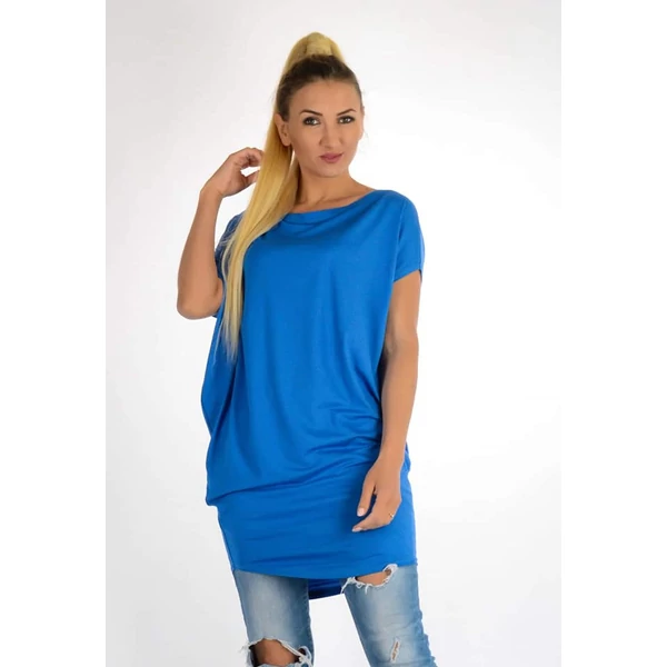 Félvállas bő fazonú királykék tunika