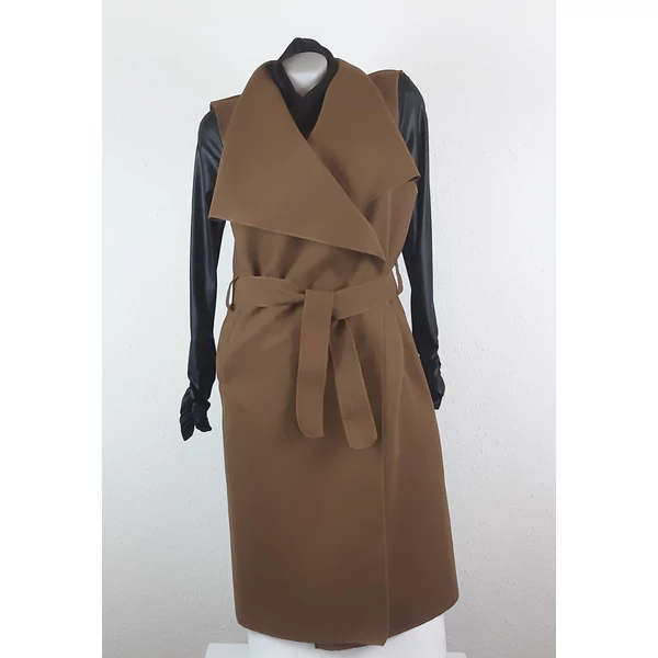 Barna színű galléros hosszú mellény /Pelerin