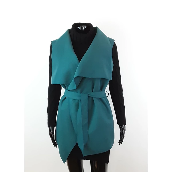 Petrolkék galléros rövid mellény /Pelerin