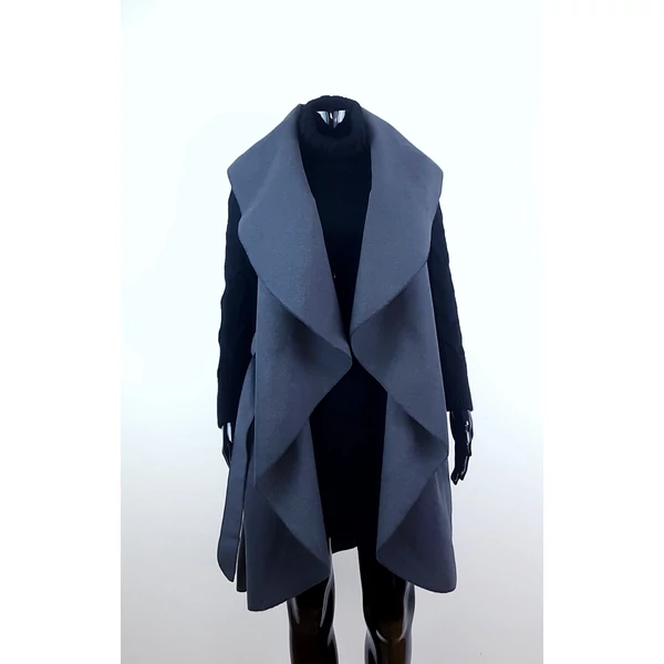 Grafitszürke galléros hosszú mellény /Pelerin