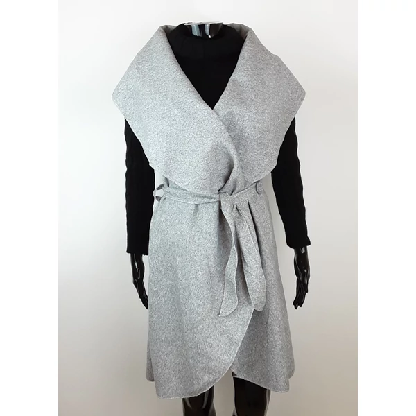 Világosszürke galléros hosszú mellény /Pelerin