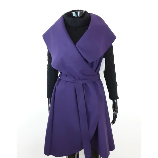 Lila színű galléros hosszú mellény /Pelerin