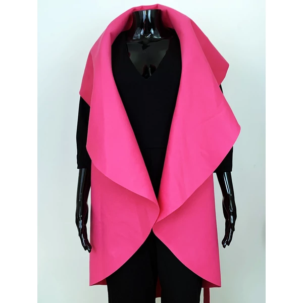 Pink  galléros hosszú mellény /Pelerin